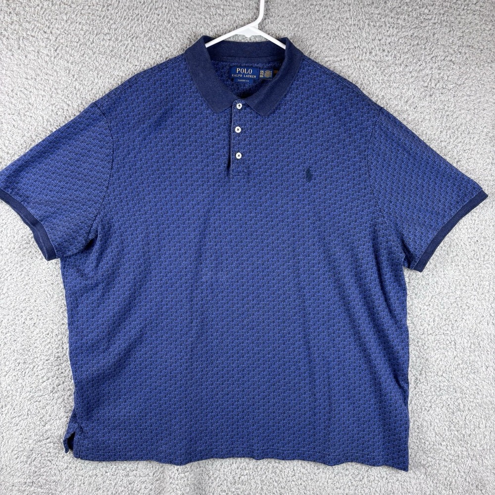 Polo Ralph Lauren Shirt Mens  2XL Navy Geometric Classic Fit Soft Cotton Golf - Picture 2 of 8